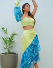 NEON SATIN AND CHIFFON WITH WEAVY PRINT